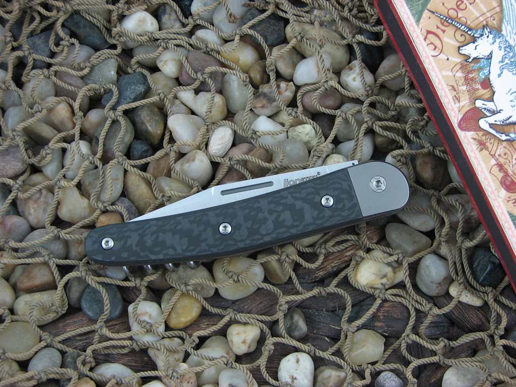 lionSteel Cutlery 3 Blade Jack Titanium Bolsters Carbon Fiber Handles M390 Steel JK3CF image 2
