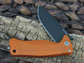 LionSteel SR-22 Framelock Orange Aluminum Handles Black PVD Sleipner Steel SR22AOB image 0