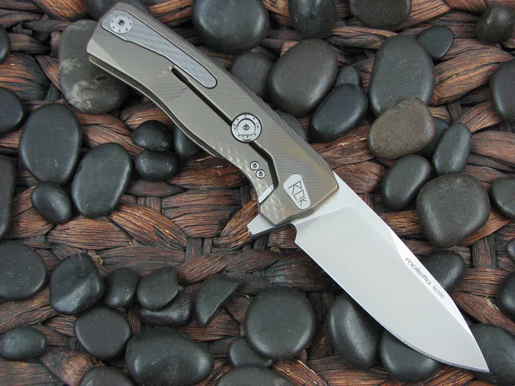 LionSteel Knives ROK Framelock Bronze Titanium Frame Satin M390 Steel ROK B image 1