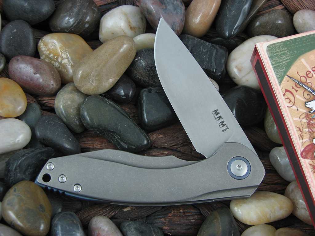 MKM Viper Voxnaes Timavo Linerlock Stonewash Titanium Handles Stonewash M390 Steel MKVP02TSW image 0