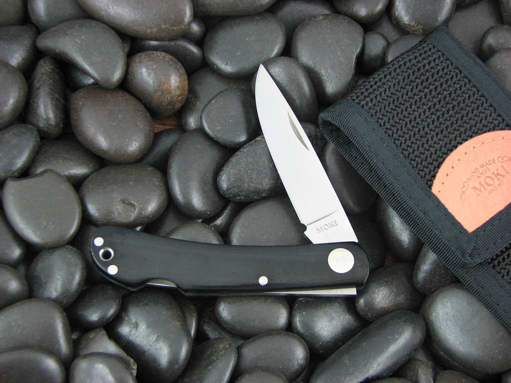 Moki Blakistons Fish Owl Lockback AUS-8 steel Black Linen Micarta handles MK120M image 0