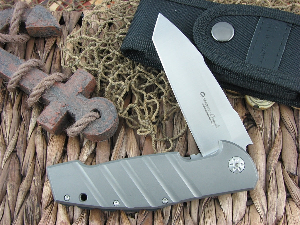 Maserin Cutlery Bulldog Titanium handles N690 steel Satin finish 403 image 0
