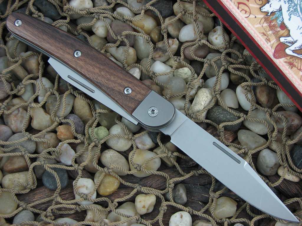 lionSteel Cutlery 2 Blade Jack Titanium Bolsters Santos Wood Handles M390 Steel JK2ST image 1