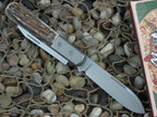 lionSteel Beerlow Barlow Titanium Bolsters Stag Handles M390 Steel CK0118ST image 1
