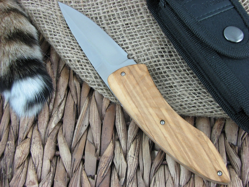 Maserin Cutlery Fly Olive Wood handles CPM-S35VN steel Satin finish 383-OL image 1