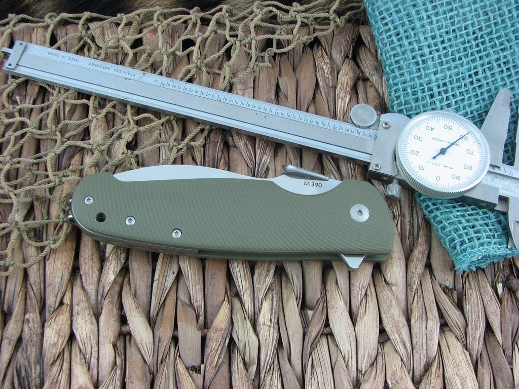 Viper Cutlery Italo Linerlock Spear Flipper Green G10 handles M390 steel Satin 5948GG image 2