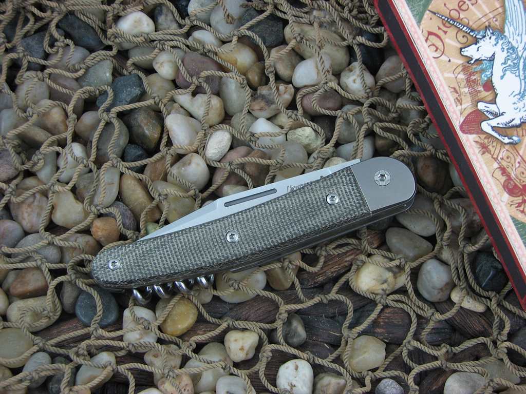 lionSteel Cutlery 3 Blade Jack Titanium Bolsters OD Canvas Micarta Handles M390 Steel JK3CVG image 2