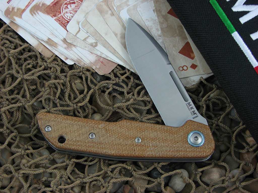 MKM LionSteel Terzuola Clap Linerlock Natural Canvas Micarta Handles Satin M390 Steel MKLS01NC image 0