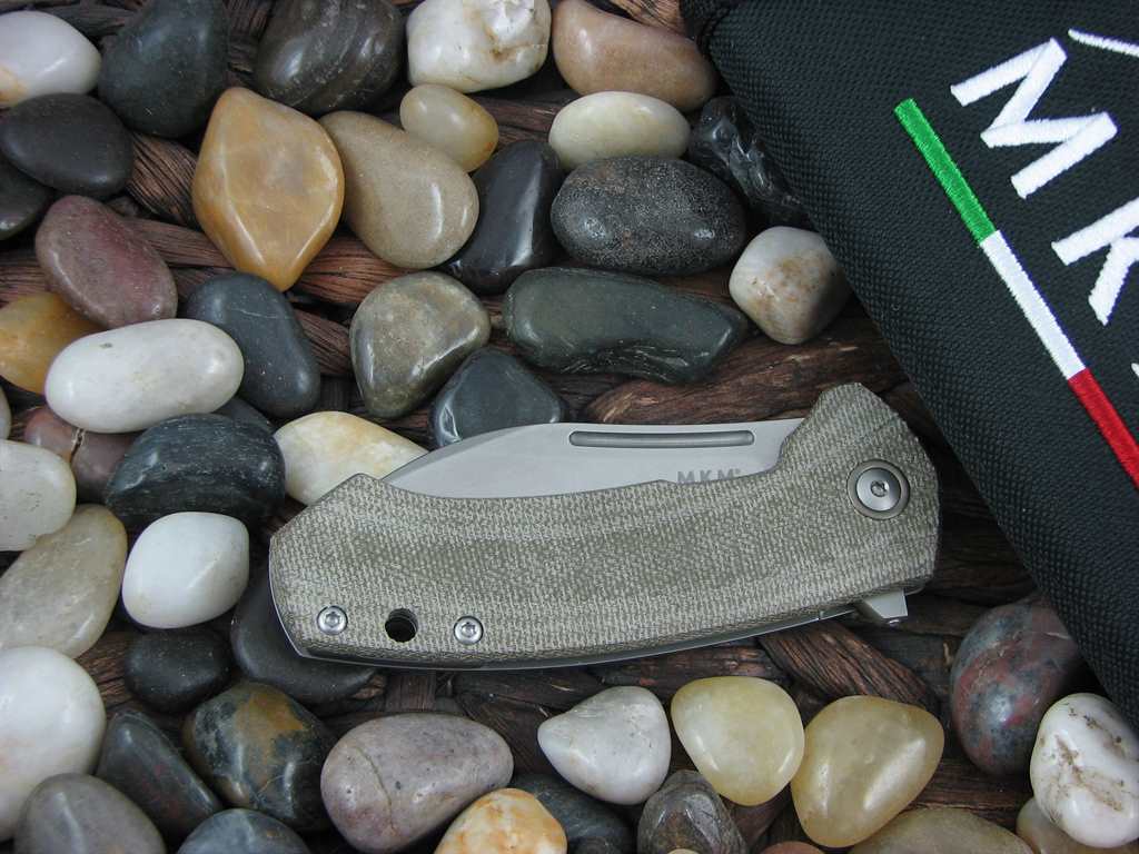 MKM lionSteel Jesper Voxnaes Colvera Framelock Green Canvas Micarta Handles Stonewash M390 Steel MKLS02GCT image 3
