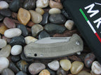 MKM lionSteel Jesper Voxnaes Colvera Framelock Green Canvas Micarta Handles Stonewash M390 Steel MKLS02GCT image 3