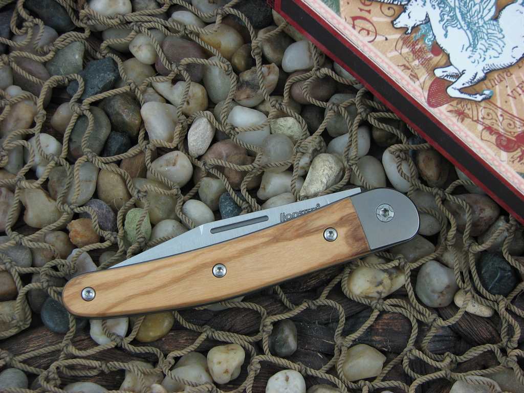 lionSteel Cutlery 1 Blade Jack Titanium Bolsters Olive Wood Handles M390 Steel JK1UL image 2