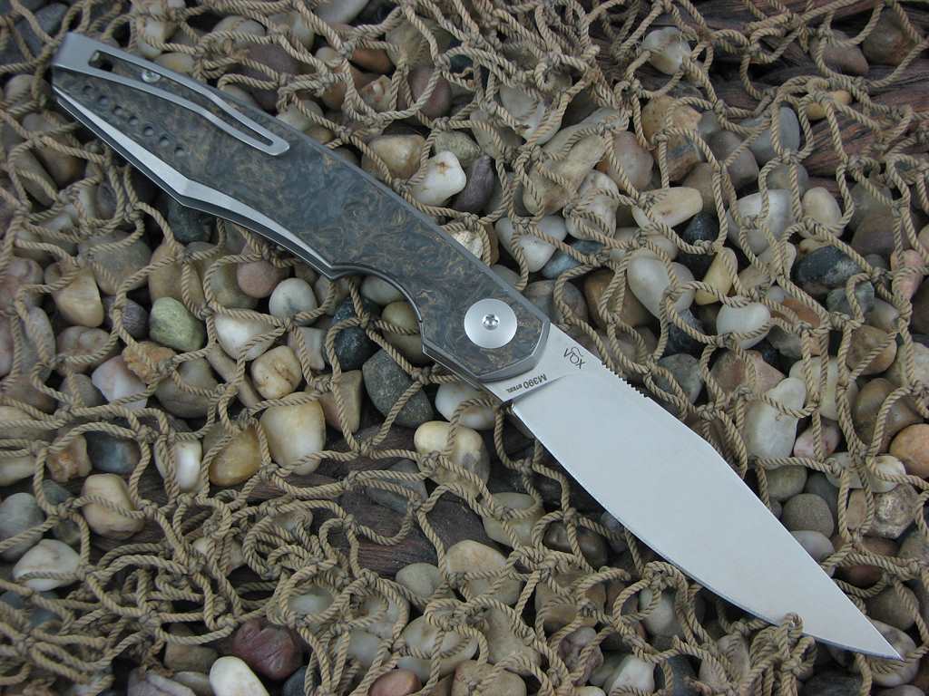 Viper Cutlery Belone Framelock Titanium Frame Dark Matter Gold Carbon Fiber Covers Satin M390 Steel V5970TIFCG image 1