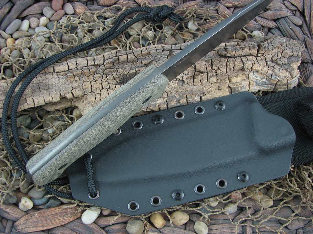 lionSteel T6 Black Stonewash K490 Blade OD Canvas Micarta Handles Camp Knife T6B-CVG image 2