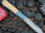 lionSteel Roundhead Spear Jack Blue Anodized Titanium Bolsters Olive Wood Handles Damasteel Super Dense Steel CK0111 image 1