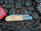 lionSteel Roundhead Spear Jack Blue Anodized Titanium Bolsters Olive Wood Handles Damasteel Super Dense Steel CK0111 image 2