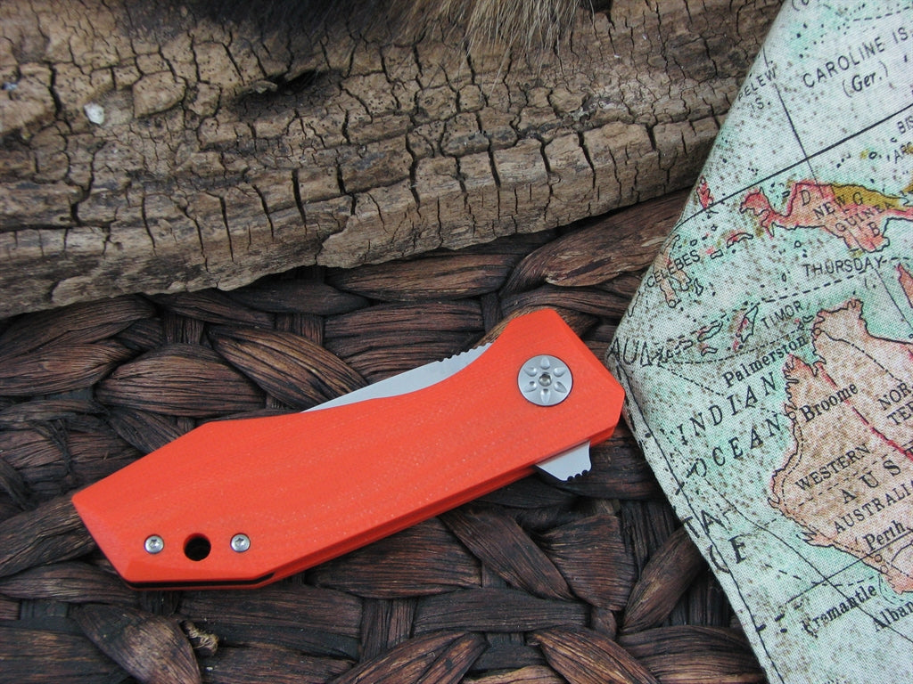 Maserin Cutlery AM3 Gentleman Drop Point Flipper Orange G10 M390 steel Satin 377G10A image 2