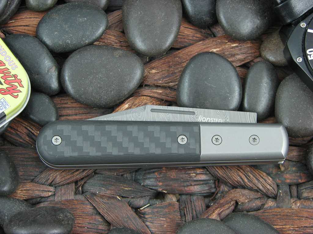 Lion Steel Shuffler Clip Jack Black Carbon Fiber Handles Damasteel Super Dense Steel CK0112 image 2