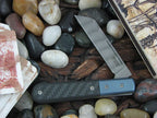 lionSteel Dom Sheepfoot Jack Blue Anodized Titanium Bolsters Carbon Fiber Handles Damasteel Super Dense Steel CK0115 image 0