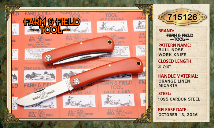 Great Eastern Cutlery Bullnose Farm & Field Orange Linen Micarta 715126