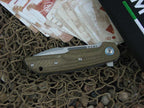 MKM LionSteel Terzuola Clap Linerlock Green Canvas Micarta Handles Satin M390 Steel MKLS01GC image 2