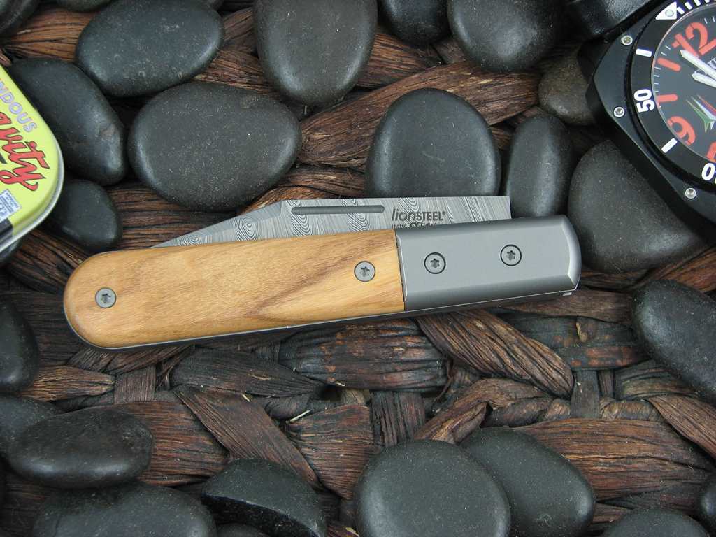 Lion Steel Shuffler Clip Jack Olive Wood Handles Damasteel Super Dense Steel CK0112 image 2