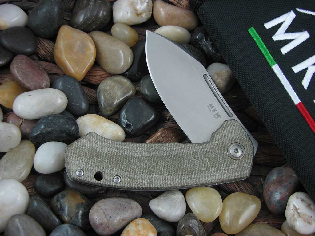 MKM lionSteel Jesper Voxnaes Colvera Framelock Green Canvas Micarta Handles Stonewash M390 Steel MKLS02GCT image 0