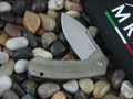 MKM lionSteel Jesper Voxnaes Colvera Framelock Green Canvas Micarta Handles Stonewash M390 Steel MKLS02GCT image 0