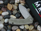 MKM lionSteel Jesper Voxnaes Colvera Framelock Green Canvas Micarta Handles Stonewash M390 Steel MKLS02GCT image 0