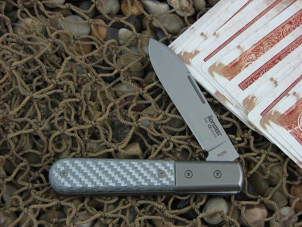 Lion Steel Roundhead Spear Jack White Carbon Fiber Handles M390 Steel CK0111 image 0