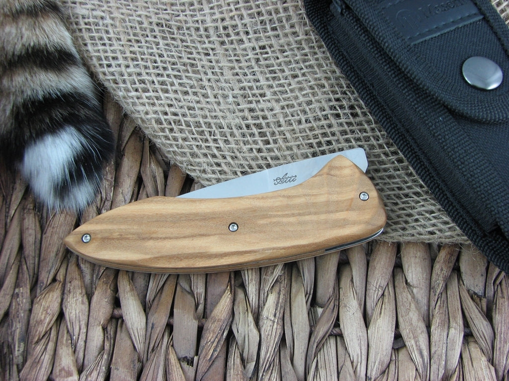Maserin Cutlery Fly Olive Wood handles CPM-S35VN steel Satin finish 383-OL image 2