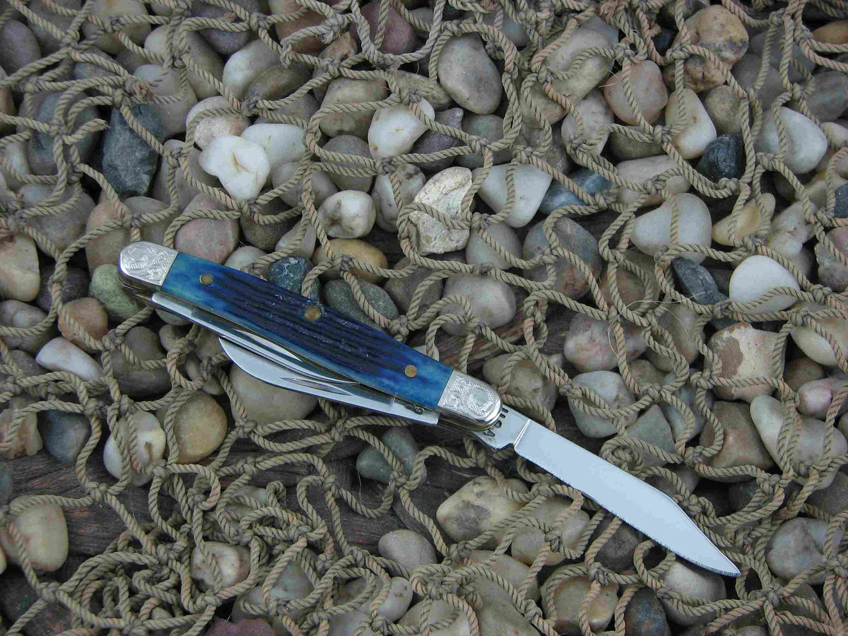 Case Cutlery 2000 Blue Jigged Bone Small Stockman with TruSharp steel 6327