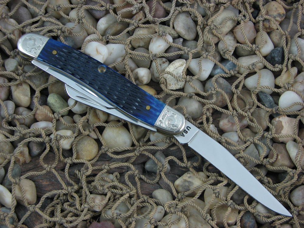 Case Cutlery 2000 Blue Jigged Bone Medium Stockman TruSharp Steel 6318