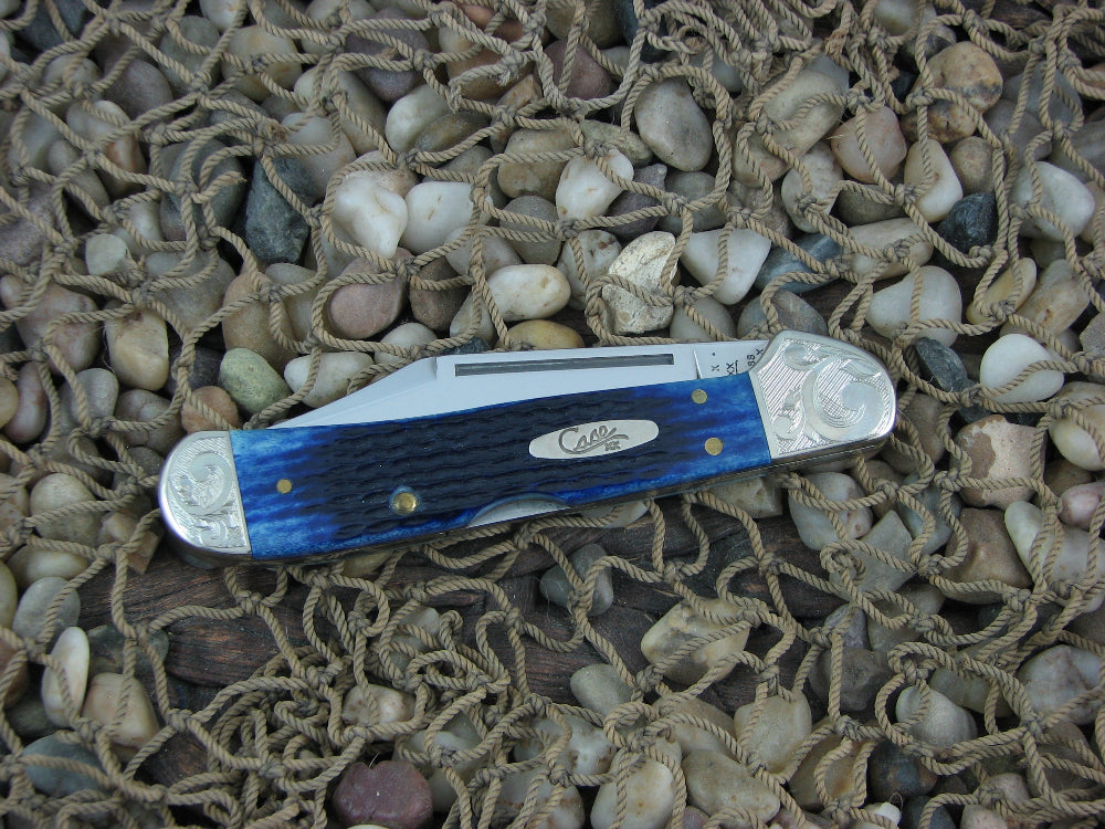 Case Cutlery 2000 Blue Jigged Bone Large Copperlock TruSharp Steel 61549L