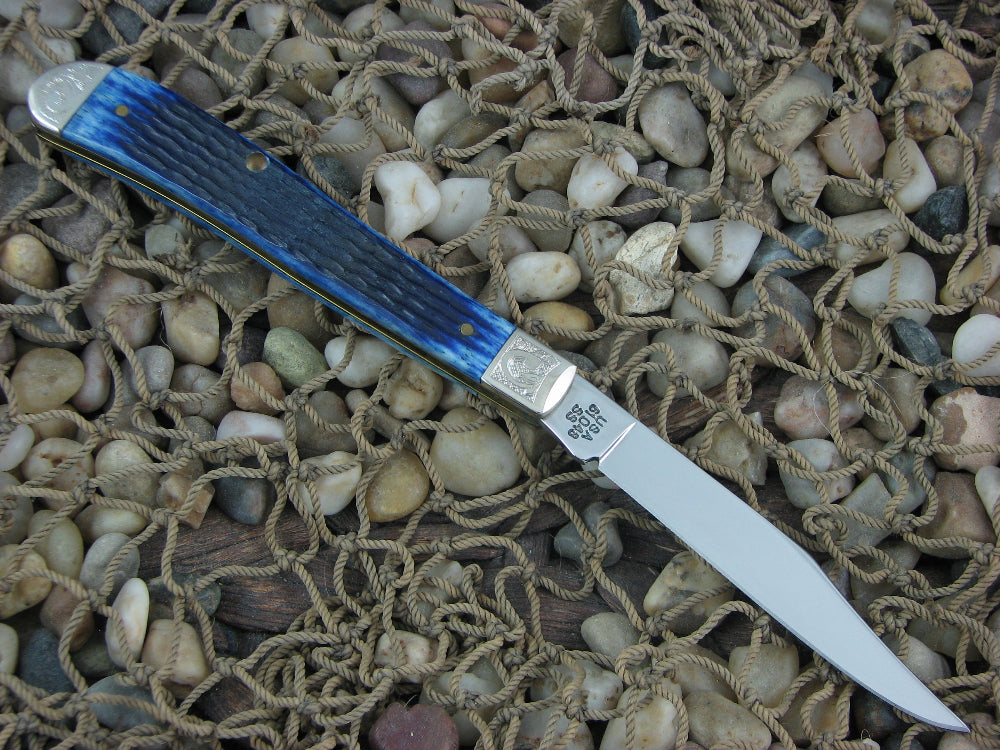 Case Cutlery 2000 Blue Jigged Bone Slimline Trapper TruSharp Steel 61048
