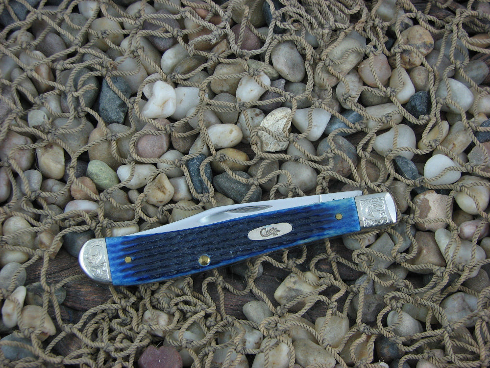 Case Cutlery 2000 Blue Jigged Bone Slimline Trapper TruSharp Steel 61048