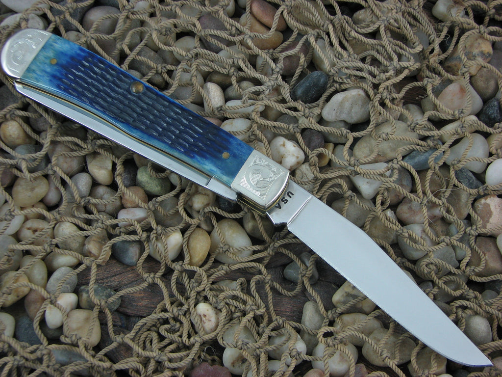 Case Cutlery 2000 Blue Jigged Bone Trapper TruSharp Steel 6254