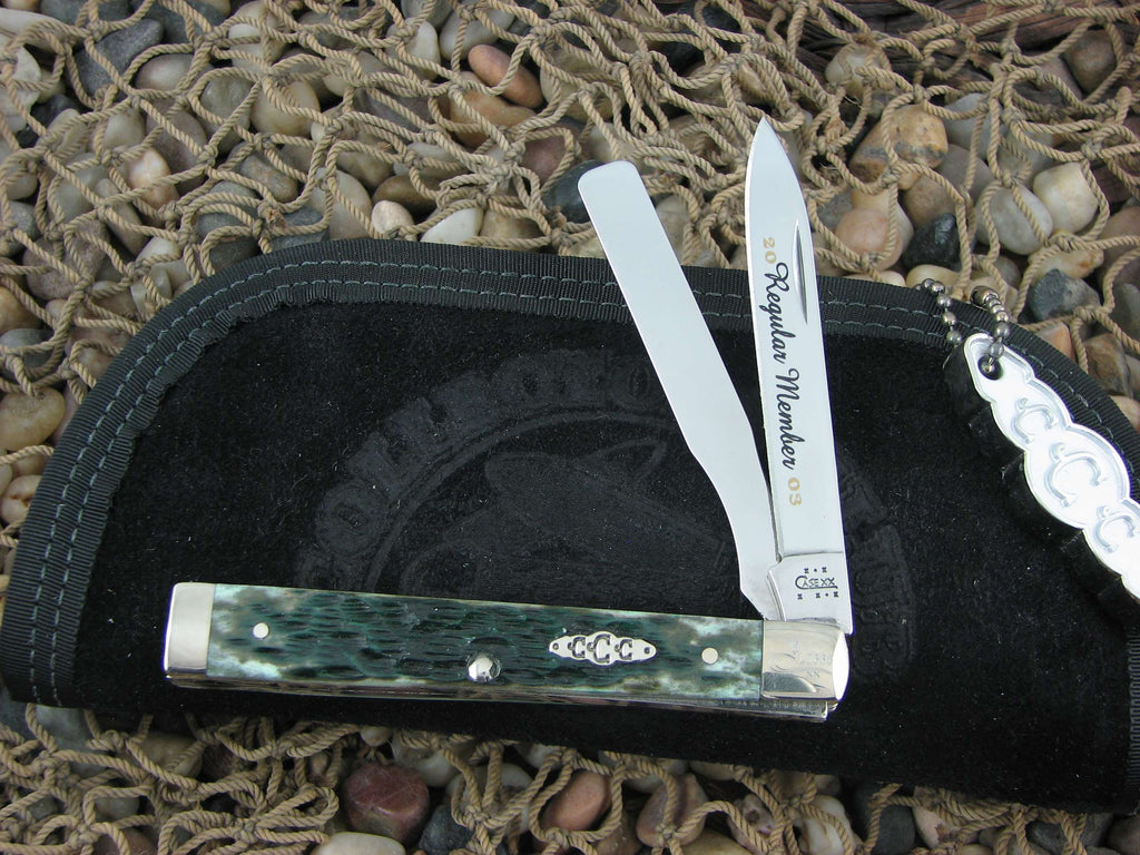 Case Collectors Club 2003 Green Jigged Bone Doctors with TruSharp steel 6285 01961