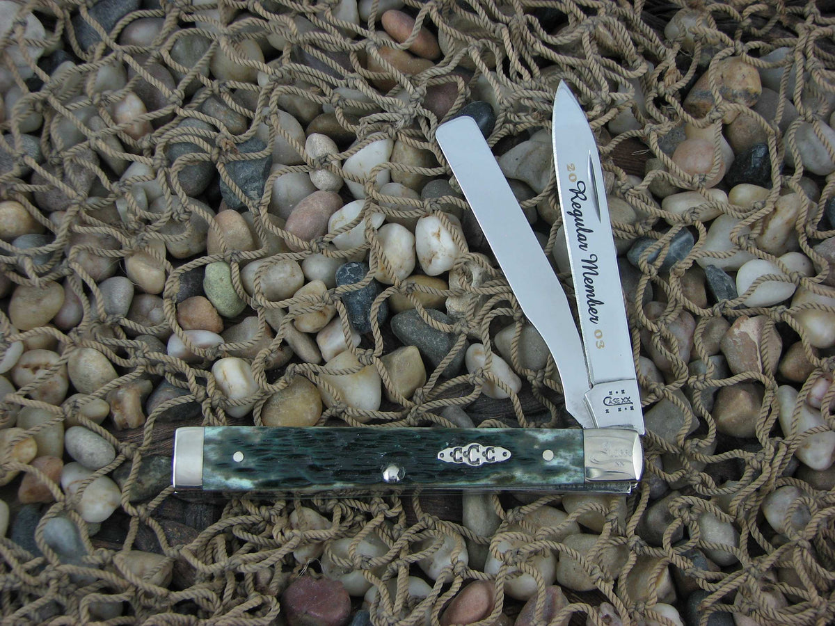 Case Collectors Club 2003 Green Jigged Bone Doctors with TruSharp steel 6285 01961