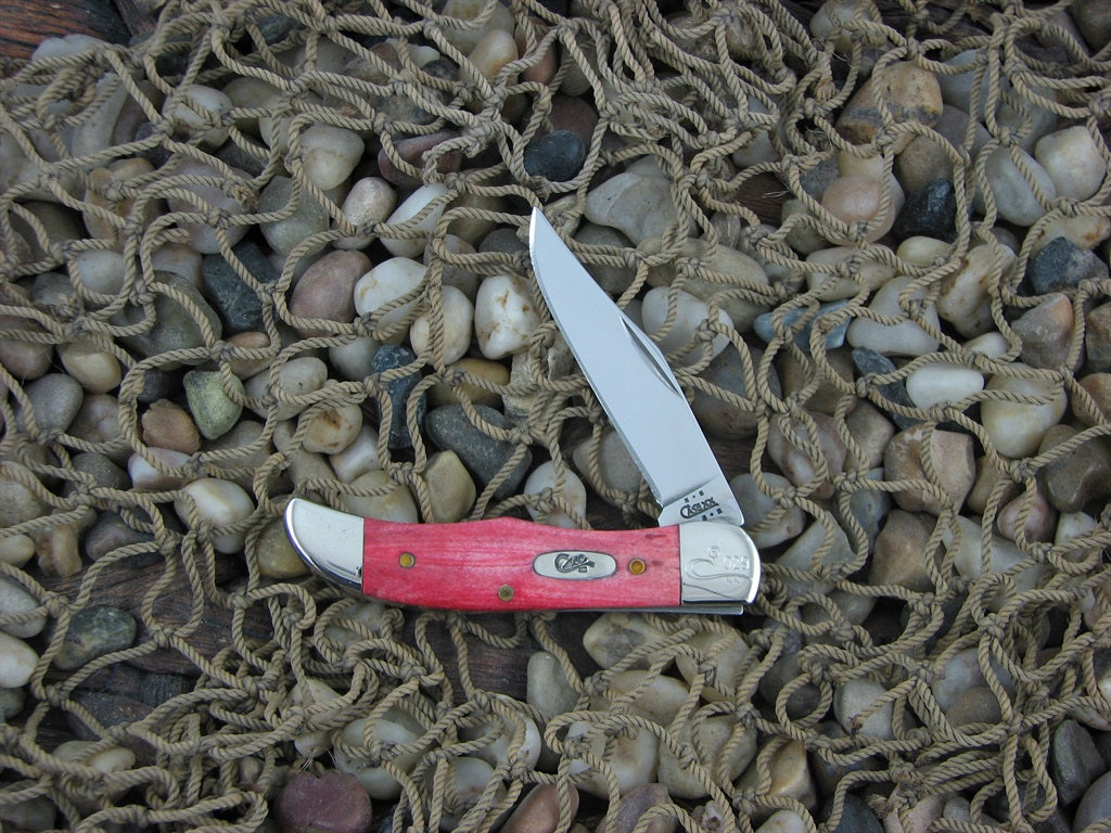 Case Cutlery 2003 Smooth Red Bone Tiny Folding Hunter with TruSharp steel 61165 