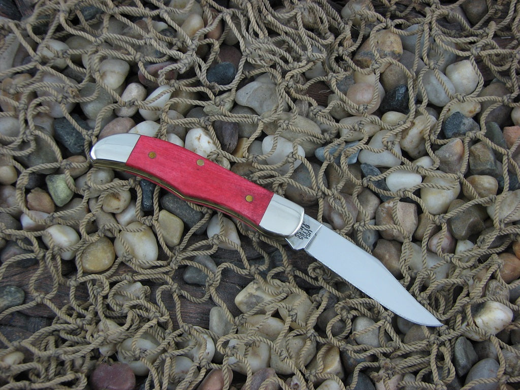 Case Cutlery 2003 Smooth Red Bone Tiny Folding Hunter with TruSharp steel 61165