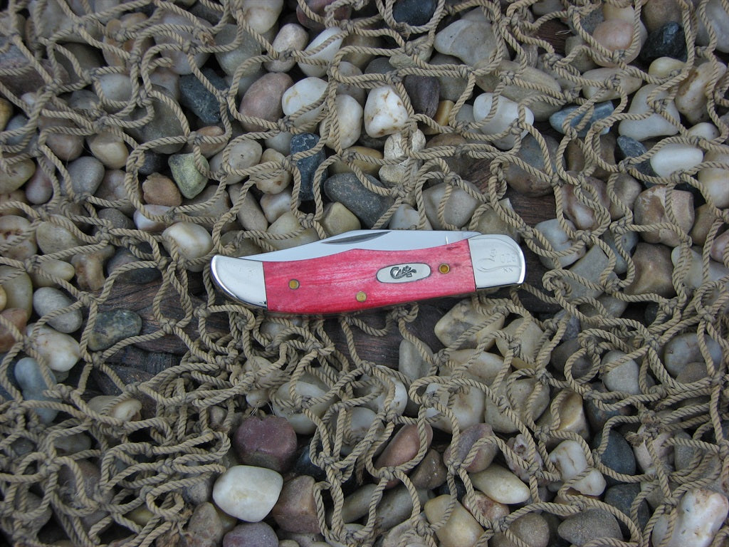 Case Cutlery 2003 Smooth Red Bone Tiny Folding Hunter with TruSharp steel 61165