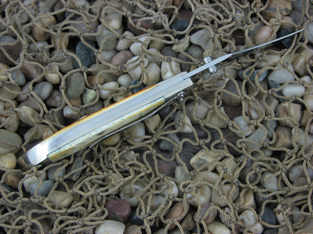 Case Cutlery 2003 Burnt White Bone Mid Folding Hunter with TruSharp steel 61265LC