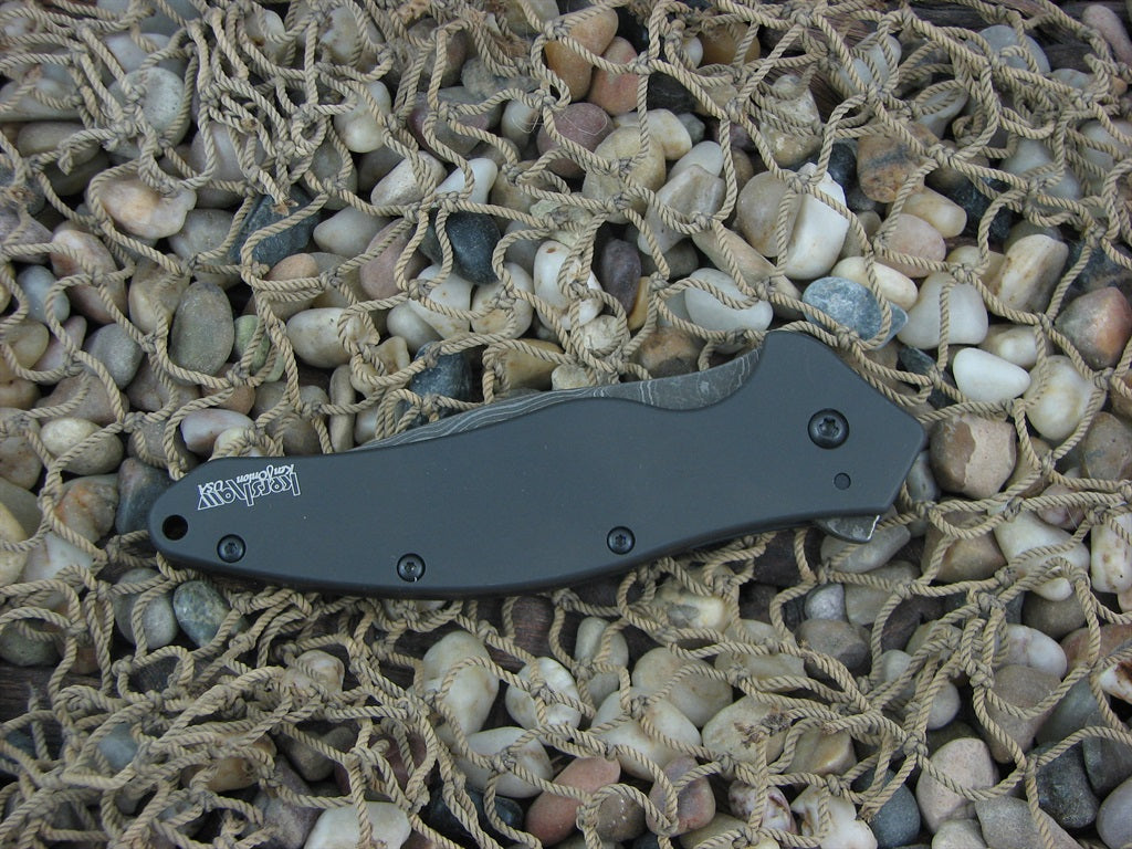 Kershaw Shallot Framelock Black Aluminum Frame Damascus Steel 1849CKTDAM