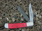 Parker Edwards Cutlery 1988 Red Smooth Bone Trapper with SS + Damascus steel  1423-2