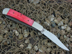 Parker Edwards Cutlery 1988 Red Smooth Bone Trapper with SS and Damascus steel  1423-2