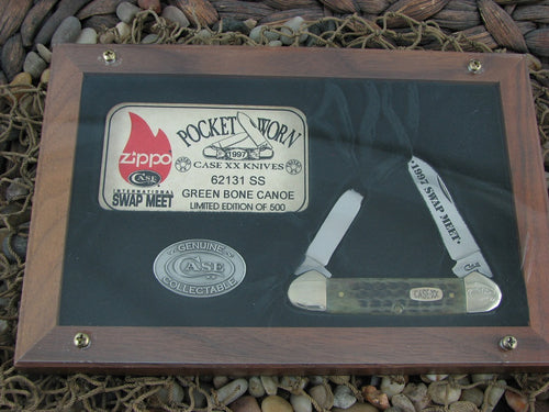 Case Cutlery 1997 Green PocketWorn Bone Canoe with TruSharp steel 62131 