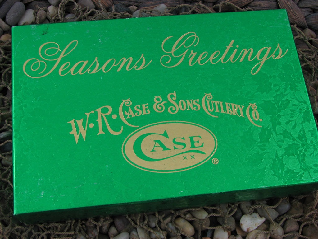 Case Cutlery Seasons Greetings 1996 Red Jigged Bone Canoe with TruSharp steel 62131