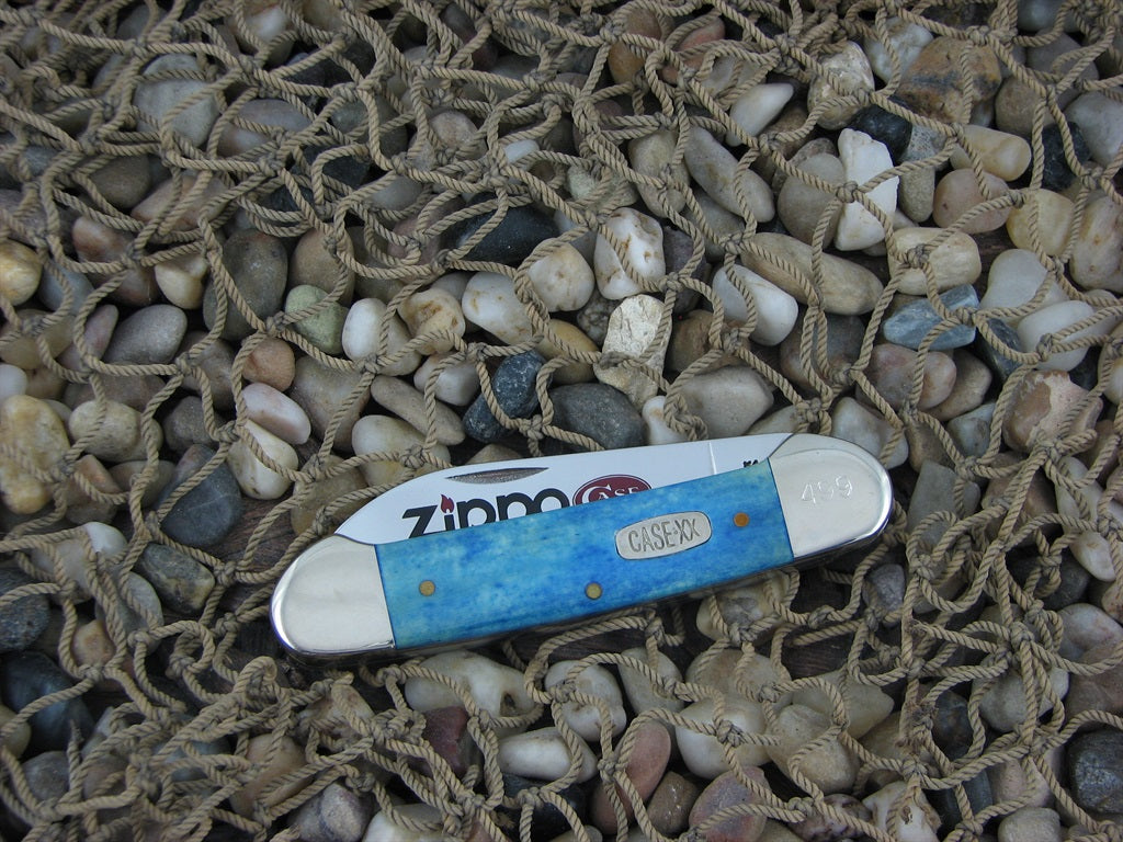 Case Cutlery 1997 Smooth Blue Bone Canoe with TruSharp steel 62131 w/Zippo #499
