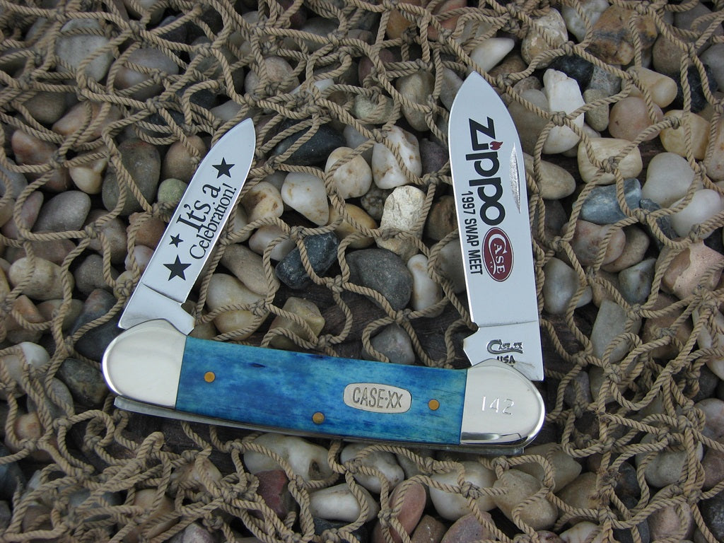 Case Cutlery 1997 Smooth Blue Bone Canoe with TruSharp steel 62131 w/Zippo #142
