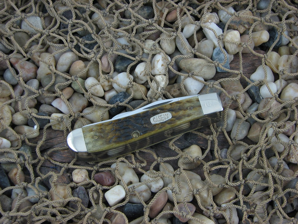 Case Cutlery 1997 Green Bone Mini Trapper with TruSharp steel 6507